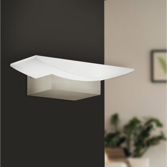 Eglo metrass applique led 5,6w 3000k 20cm per sala da pranzo moderna nichel