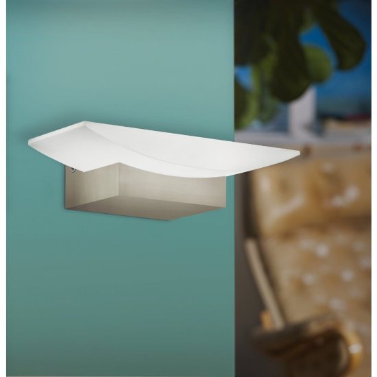 Eglo metrass applique led 5,6w 3000k 20cm per sala da pranzo moderna nichel