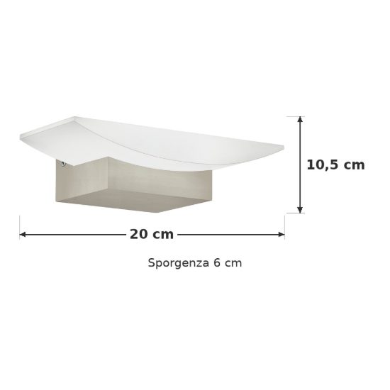Eglo metrass applique led 5,6w 3000k 20cm per sala da pranzo moderna nichel