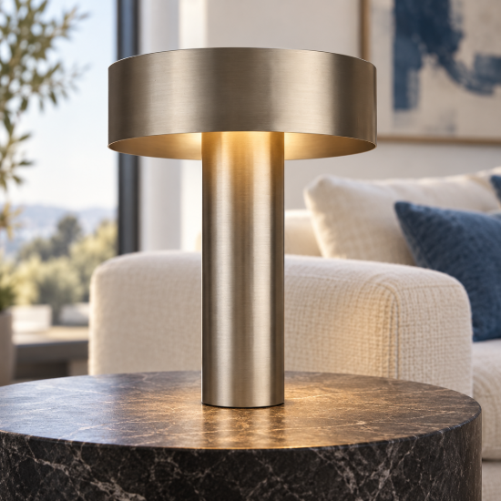 Lampada da tavolo nichel satinato led cct 2700k 5000k dimmerabile