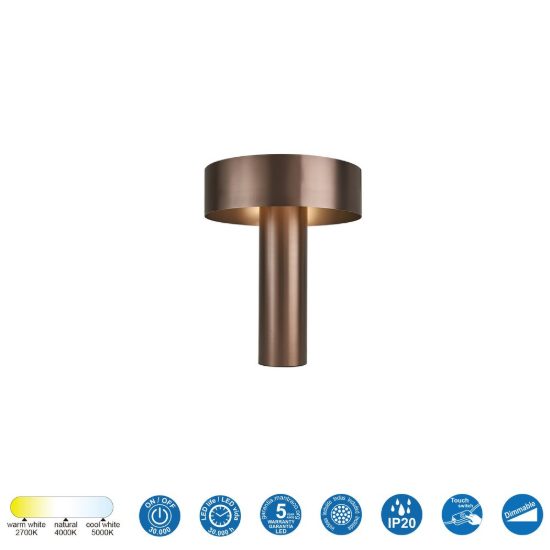 Lampada da tavolo per ufficio led 20w cct 2700k 5000k marrone satinato