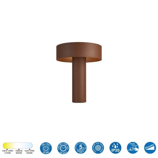 Lampada da tavolo marrone verniciato per sala da pranzo led 20w cct 2700k 5000k dimmerabile