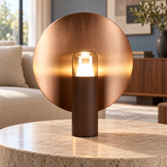 Lampada da tavolo moderna rame spazzolato marrone scuro per soggiorno