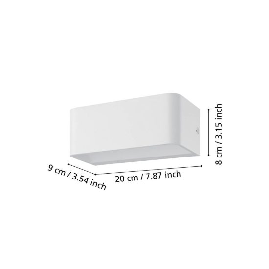 Eglo sania 4 applique led 10w 3000k 20cm per soggiorno moderna bianca