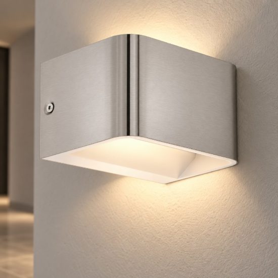 Eglo sania 4 applique led 6w 3000k 13cm per soggiorno moderna nichel