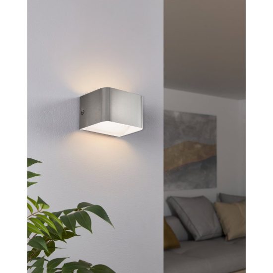 Eglo sania 4 applique led 6w 3000k 13cm per soggiorno moderna nichel