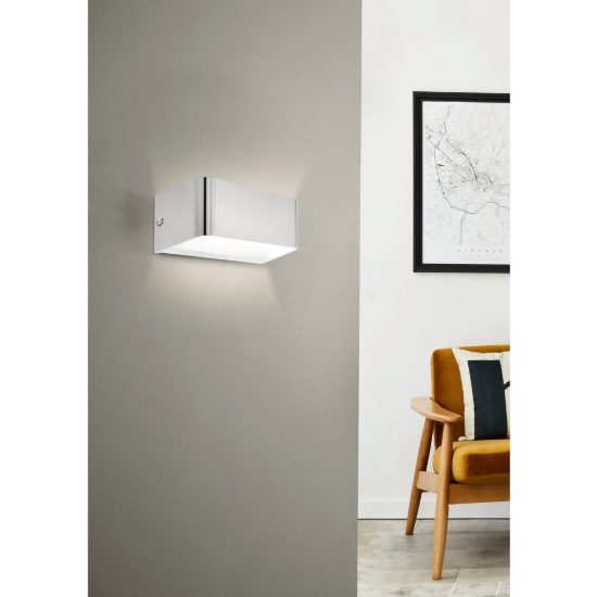 Eglo sania 4 applique led 10w 3000k 20cm per soggiorno moderna nichel