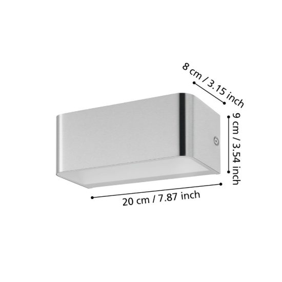 Eglo sania 4 applique led 10w 3000k 20cm per soggiorno moderna nichel