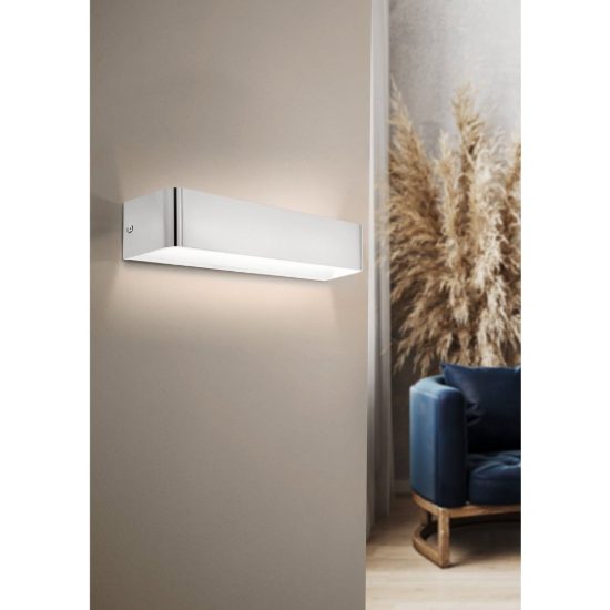 Eglo sania 4 applique led 12w 3000k 36,5cm per soggiorno moderna nichel
