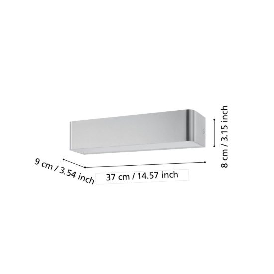 Eglo sania 4 applique led 12w 3000k 36,5cm per soggiorno moderna nichel