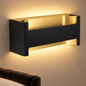 Eglo feloniche applique led 10w 3000k 22cm per camera da letto moderna nera e oro