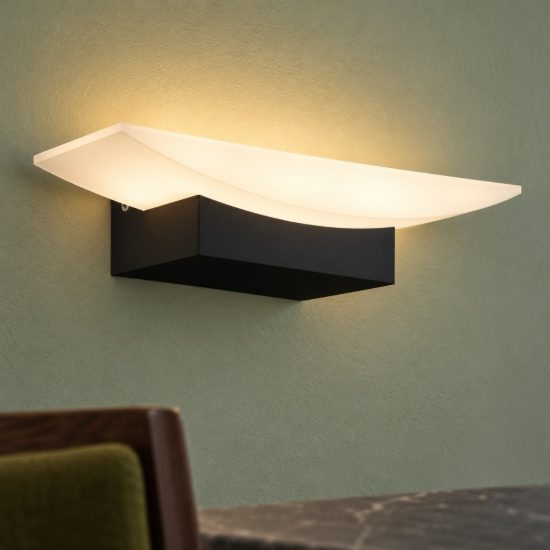 Eglo metrass applique led 5,6w 3000k 20cm per sala da pranzo moderna nera