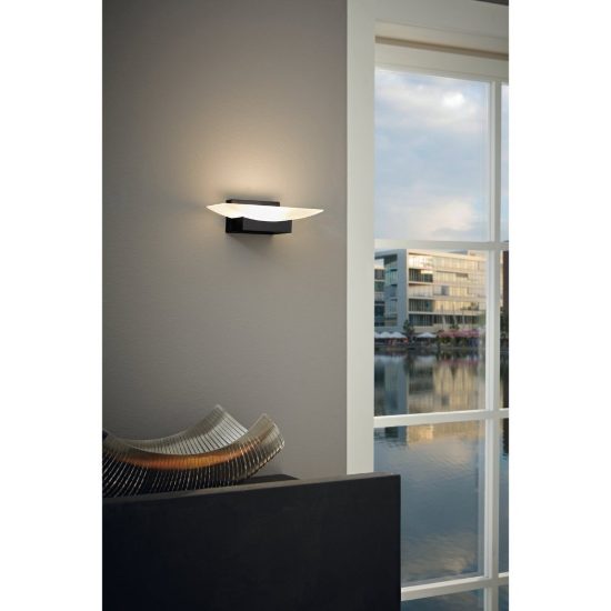Eglo metrass applique led 5,6w 3000k 20cm per sala da pranzo moderna nera