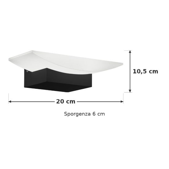 Eglo metrass applique led 5,6w 3000k 20cm per sala da pranzo moderna nera