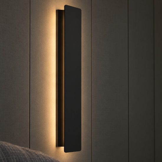 Eglo zubialde applique led 12w 3000k 36cm per camera da letto moderna nera e bianca