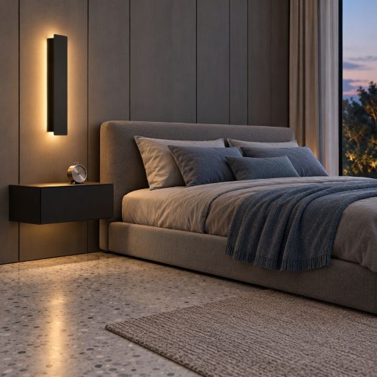 Eglo zubialde applique led 12w 3000k 36cm per camera da letto moderna nera e bianca