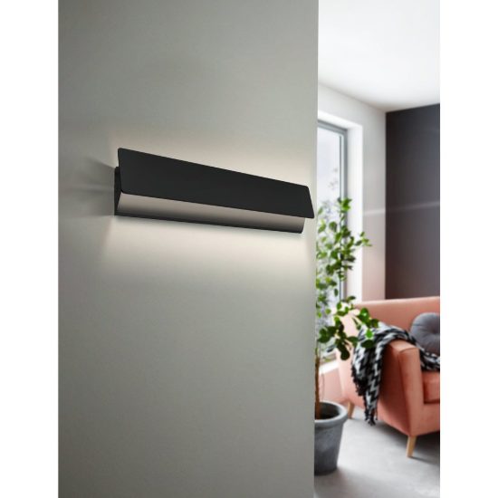 Eglo zubialde applique led 12w 3000k 36cm per camera da letto moderna nera e bianca