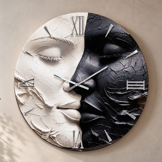 Grande orologio rotondo da parete due volti effetto resina 100cm