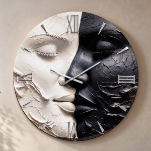 Orologio rotondo da parete due volti resina dettagli argento 60cm