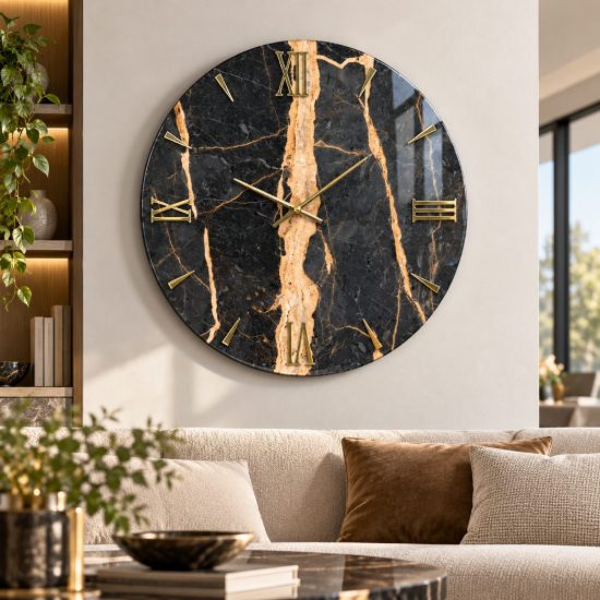 Orologio da parete moderno rotondo resina effetto marmorizzato 60cm