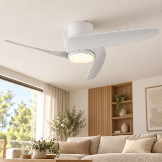 Ventilatore da soffitto bianco con luce con telecomando led 20w cct 2700k 5000k dimmerabile