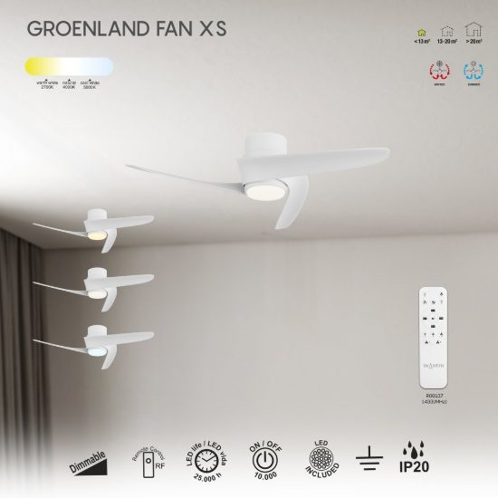 Ventilatore da soffitto bianco con luce con telecomando led 20w cct 2700k 5000k dimmerabile