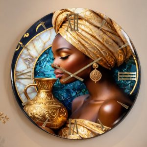 Orologio da parete rotondo moderno donna resina dettagli oro 60cm