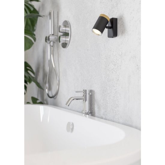 Eglo consuma applique con faretto gu10 orientabile 6cm ip44 per bagno moderna nera e marrone