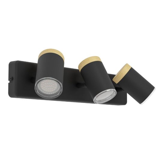 Eglo consuma plafoniera con 3 faretti gu10 orientabili 40cm ip44 per bagno moderna nera e marrone