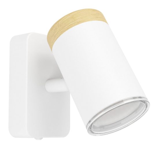 Eglo consuma applique con faretto gu10 orientabile 6cm ip44 per bagno moderna bianca e marrone