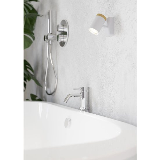 Eglo consuma applique con faretto gu10 orientabile 6cm ip44 per bagno moderna bianca e marrone