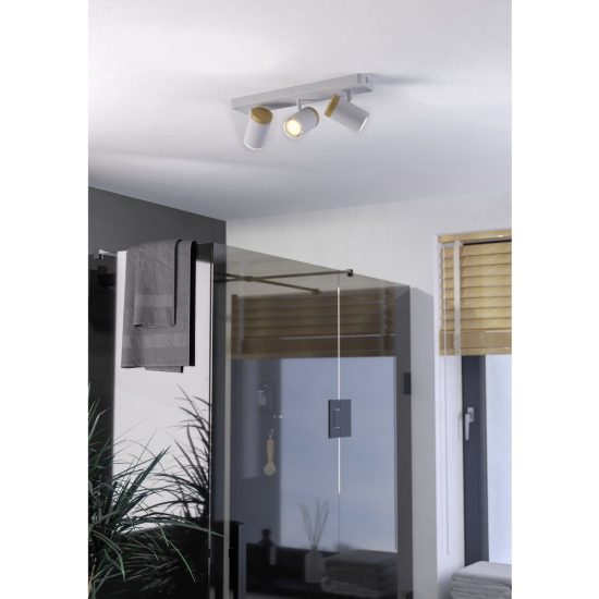 Eglo consuma plafoniera con 3 faretti gu10 orientabili 40cm ip44 per bagno moderna bianca e marrone