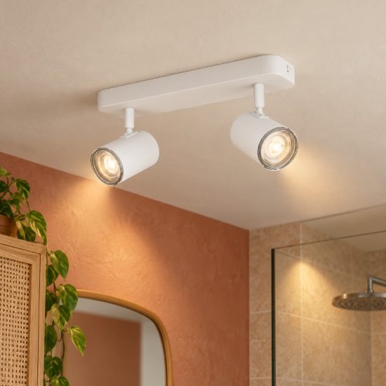 Eglo consuma 1 plafoniera con 2 faretti gu10 orientabili 28cm ip44 per bagno moderna bianca