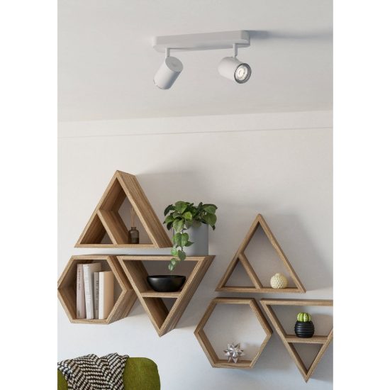 Eglo consuma 1 plafoniera con 2 faretti gu10 orientabili 28cm ip44 per bagno moderna bianca