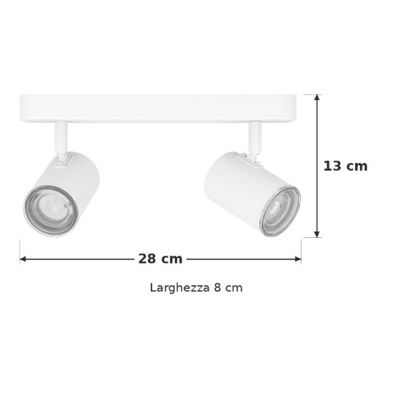 Eglo consuma 1 plafoniera con 2 faretti gu10 orientabili 28cm ip44 per bagno moderna bianca