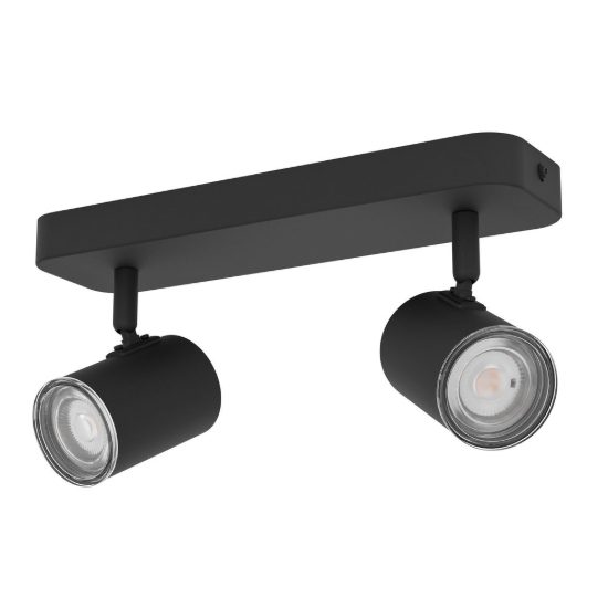 Eglo consuma 1 plafoniera con 2 faretti gu10 orientabili 28cm ip44 per bagno moderna nera