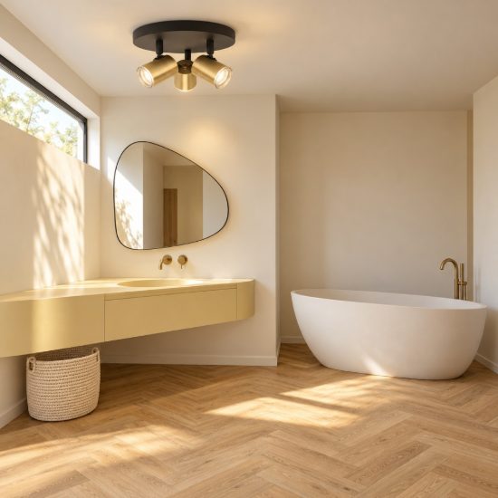 Eglo consuma 1 plafoniera con 3 faretti gu10 orientabili 25cm ip44 per bagno moderna nera e ottone