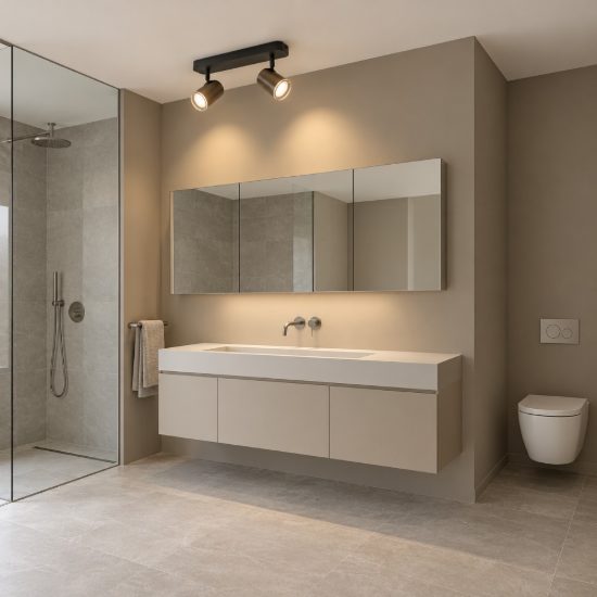 Eglo consuma 1 plafoniera con 2 faretti gu10 orientabili 28cm ip44 per bagno moderna bronzo e nera