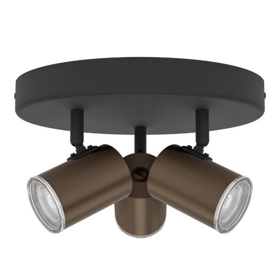 Eglo consuma 1 plafoniera con 3 faretti gu10 orientabili 25cm ip44 per bagno moderna bronzo e nera
