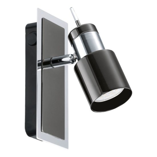 Eglo davida 1 applique con faretto gu10 led 4,6w 3000k orientabile 16,5cm per camera da letto moderna nichel nero