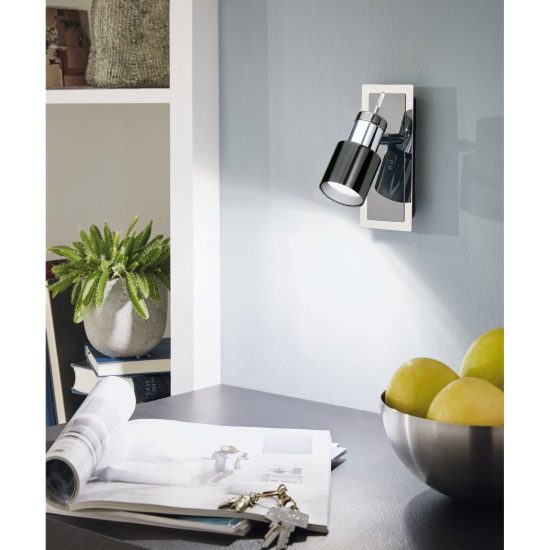 Eglo davida 1 applique con faretto gu10 led 4,6w 3000k orientabile 16,5cm per camera da letto moderna nichel nero