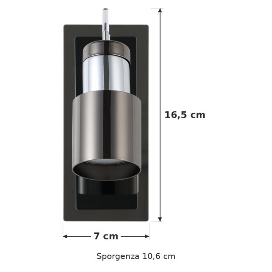 Eglo davida 1 applique con faretto gu10 led 4,6w 3000k orientabile 16,5cm per camera da letto moderna nichel nero