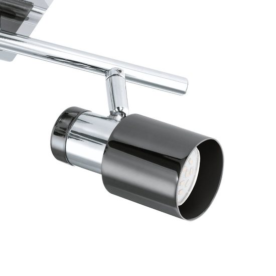 Eglo davida 1 plafoniera con 2 faretti gu10 led 9,2w 3000k orientabili 39cm per corridoio moderna nichel nero