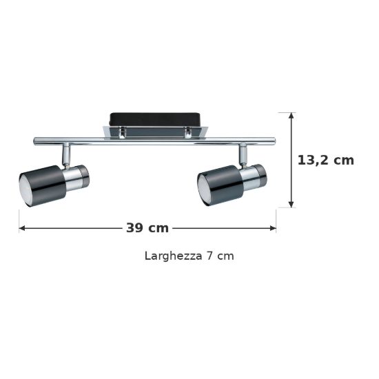 Eglo davida 1 plafoniera con 2 faretti gu10 led 9,2w 3000k orientabili 39cm per corridoio moderna nichel nero