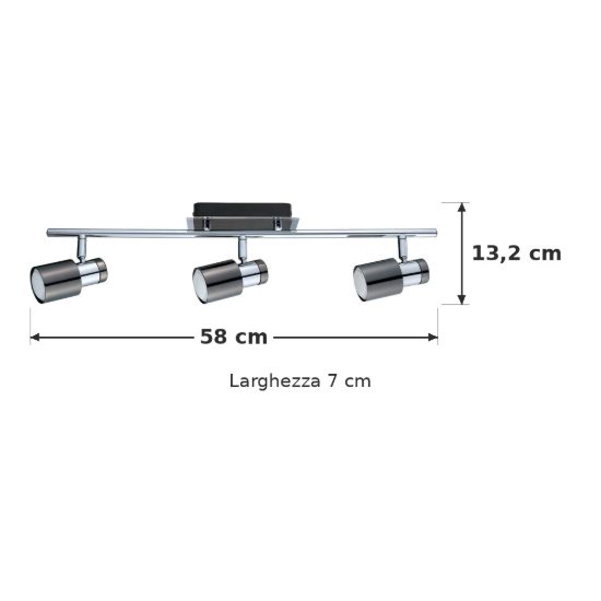 Eglo davida 1 plafoniera con 3 faretti gu10 led 13,8w 3000k orientabili 58cm per corridoio moderna nichel nero