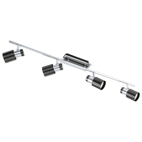 Eglo davida 1 plafoniera con 4 faretti gu10 led 18,4w 3000k orientabili 78cm per ingresso moderna nichel nero