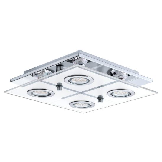 Eglo cabo plafoniera 4 luci gu10 led 11,2w 3000k 29cm per ingresso moderna cromo