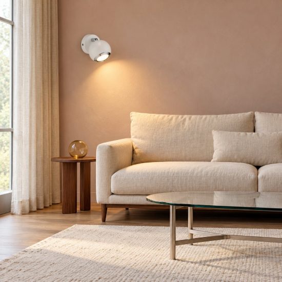 Eglo bimeda applique con faretto gu10 led 2,8w 3000k orientabile 7cm per soggiorno moderna bianca e cromo