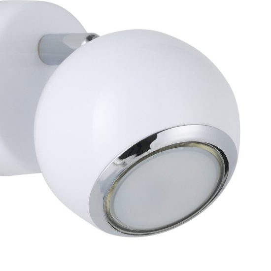 Eglo bimeda applique con faretto gu10 led 2,8w 3000k orientabile 7cm per soggiorno moderna bianca e cromo