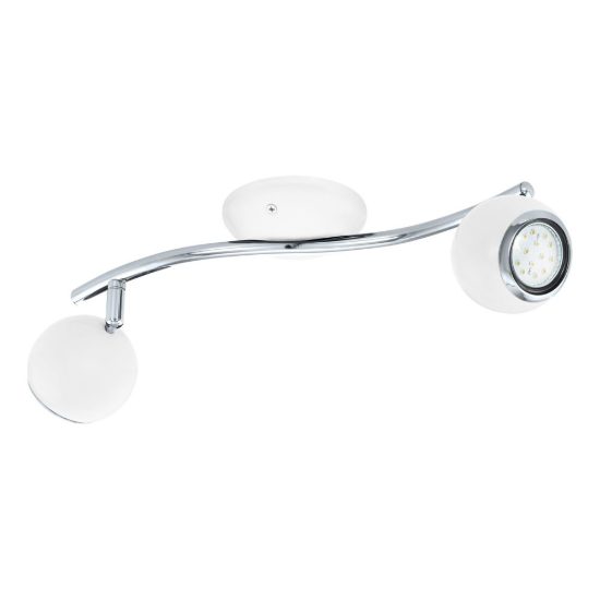 Eglo bimeda plafoniera con 2 faretti gu10 led 5,6w 3000k orientabili 36,5cm per corridoio moderna bianca e cromo